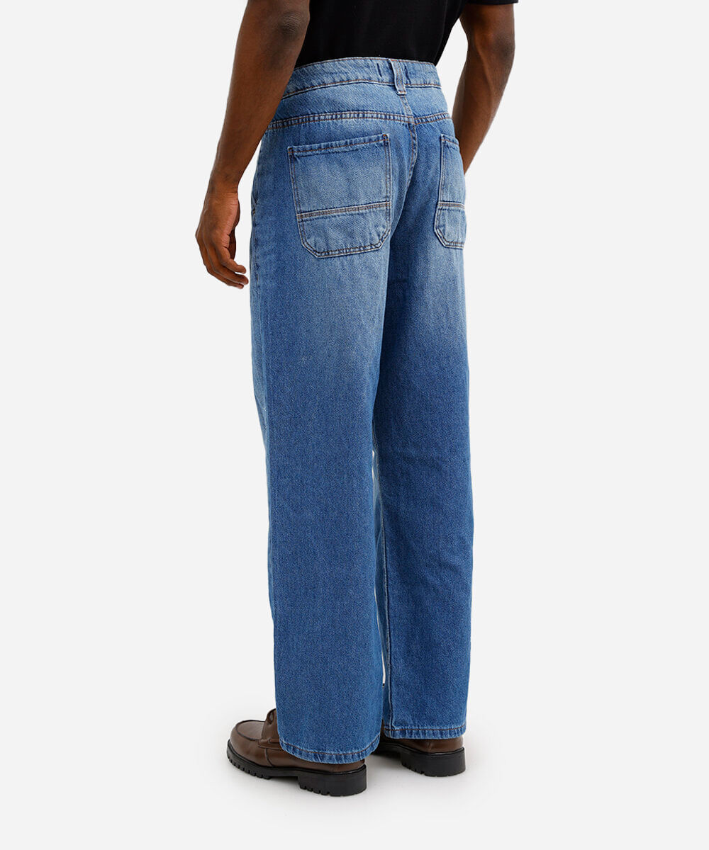 calça baggy masculina jeans azul