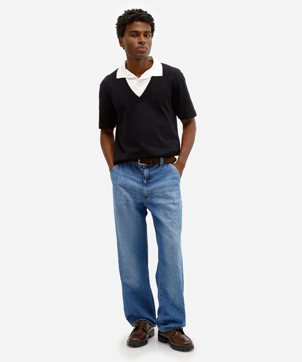 calça baggy masculina jeans azul