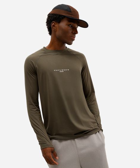 camiseta raglan masculina com proteção uv verde