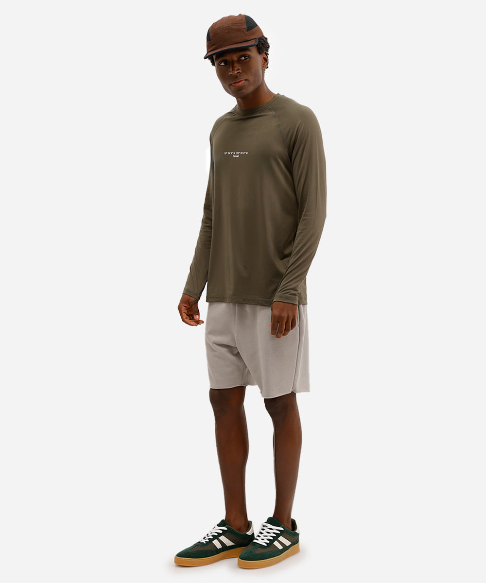 camiseta raglan masculina com proteção uv verde