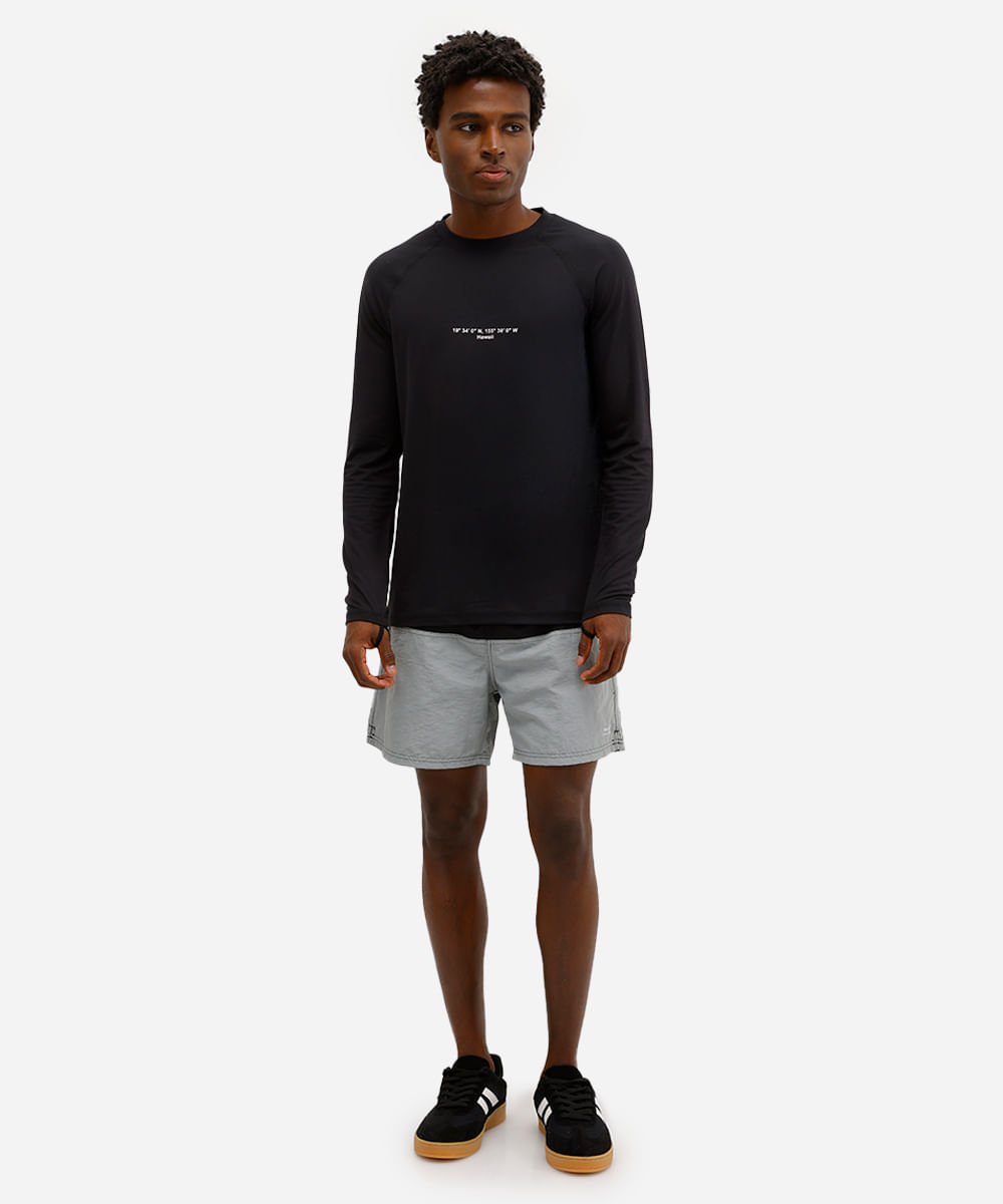 camiseta raglan masculina com proteção uv preta