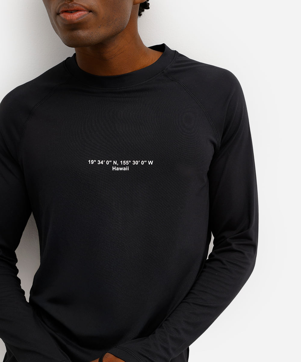 camiseta raglan masculina com proteção uv preta