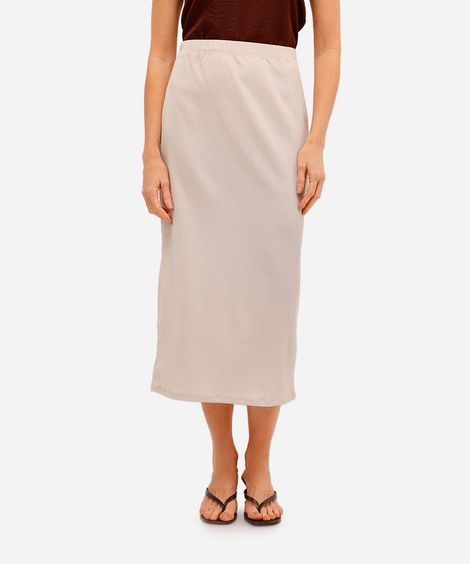 saia midi feminina texturizada bege