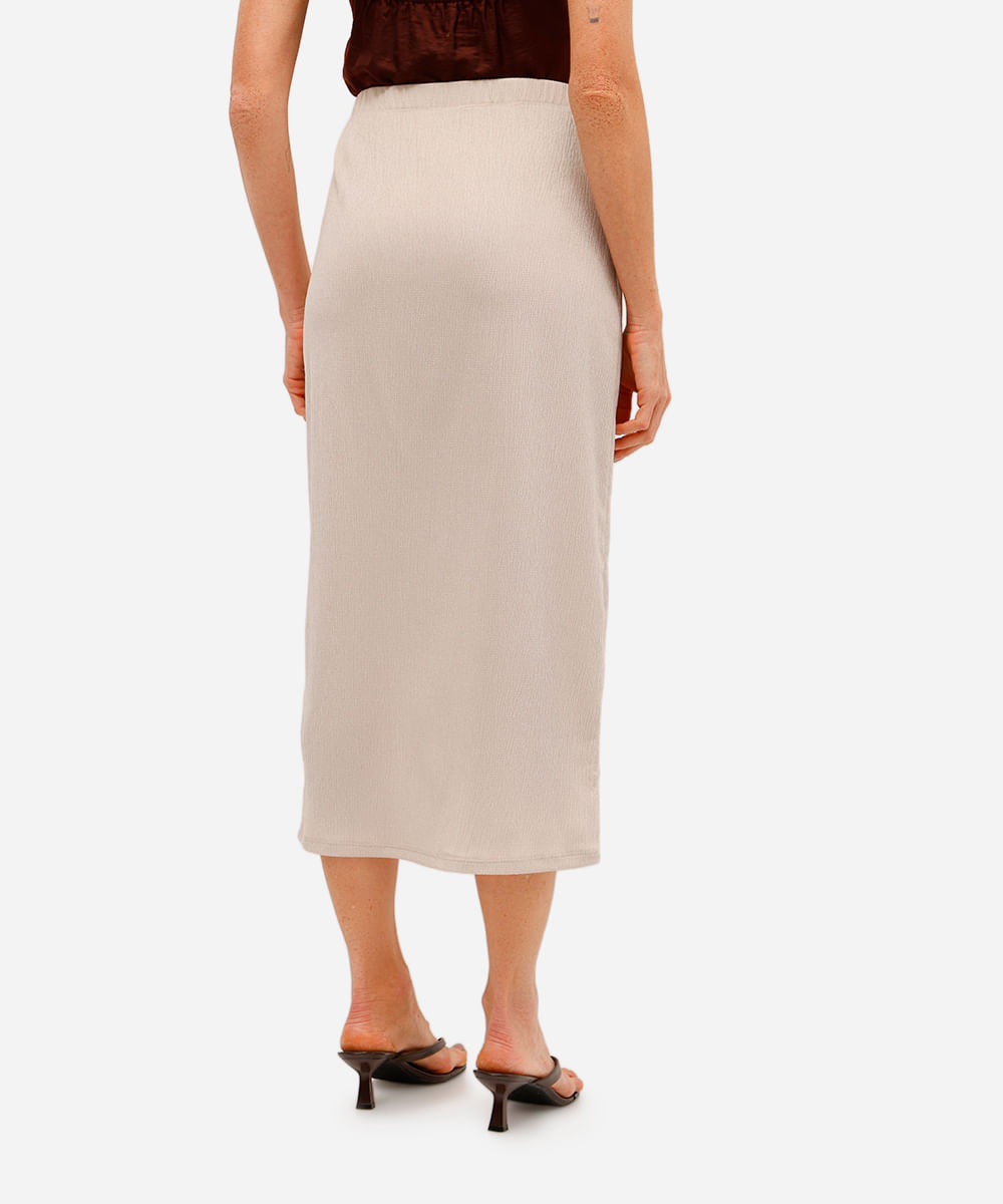 saia midi feminina texturizada bege
