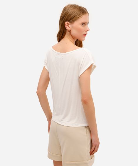 blusa feminina de viscose decote degagê off white