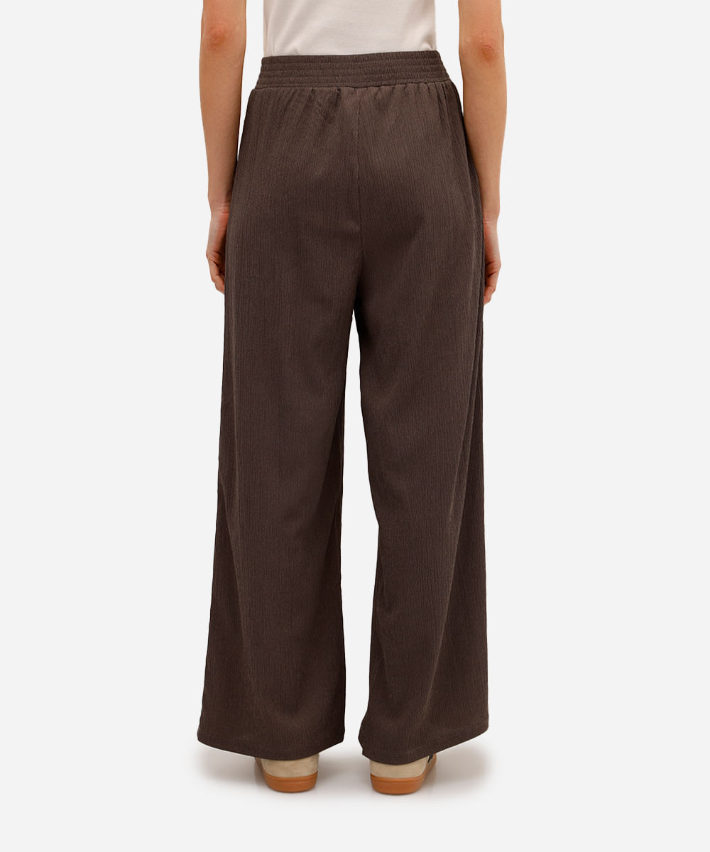 calça wide leg  feminina texturizada cinza