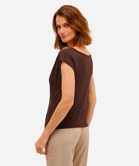 blusa feminina de viscose decote degagê marrom