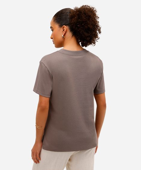 camiseta oversized feminina de algodão peruano interlock cinza