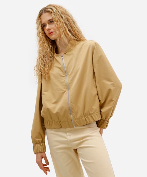 jaqueta bomber feminina com algodão amarela