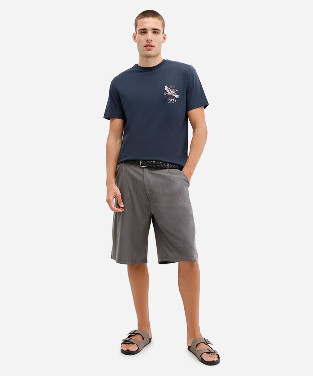 camiseta masculina de algodão estampada azul