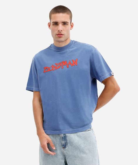 camiseta masculina estonada manga curta super homem  azul