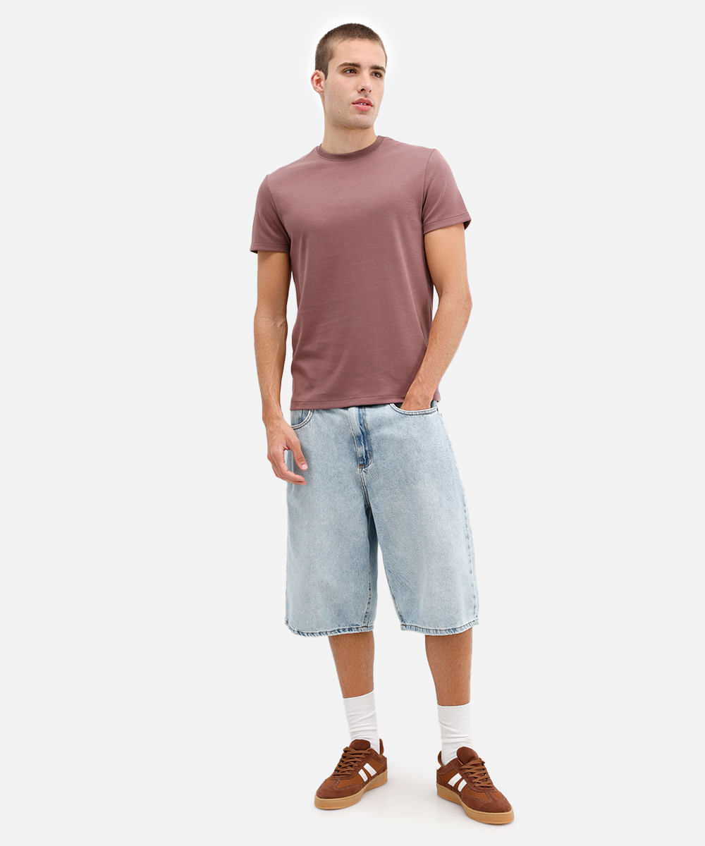 camiseta de algodão peruano slim fit roxa