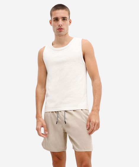 short masculino cós elástico bege