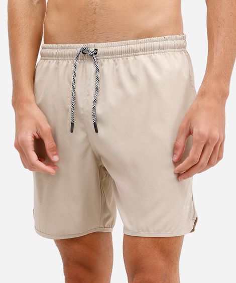 short masculino cós elástico bege