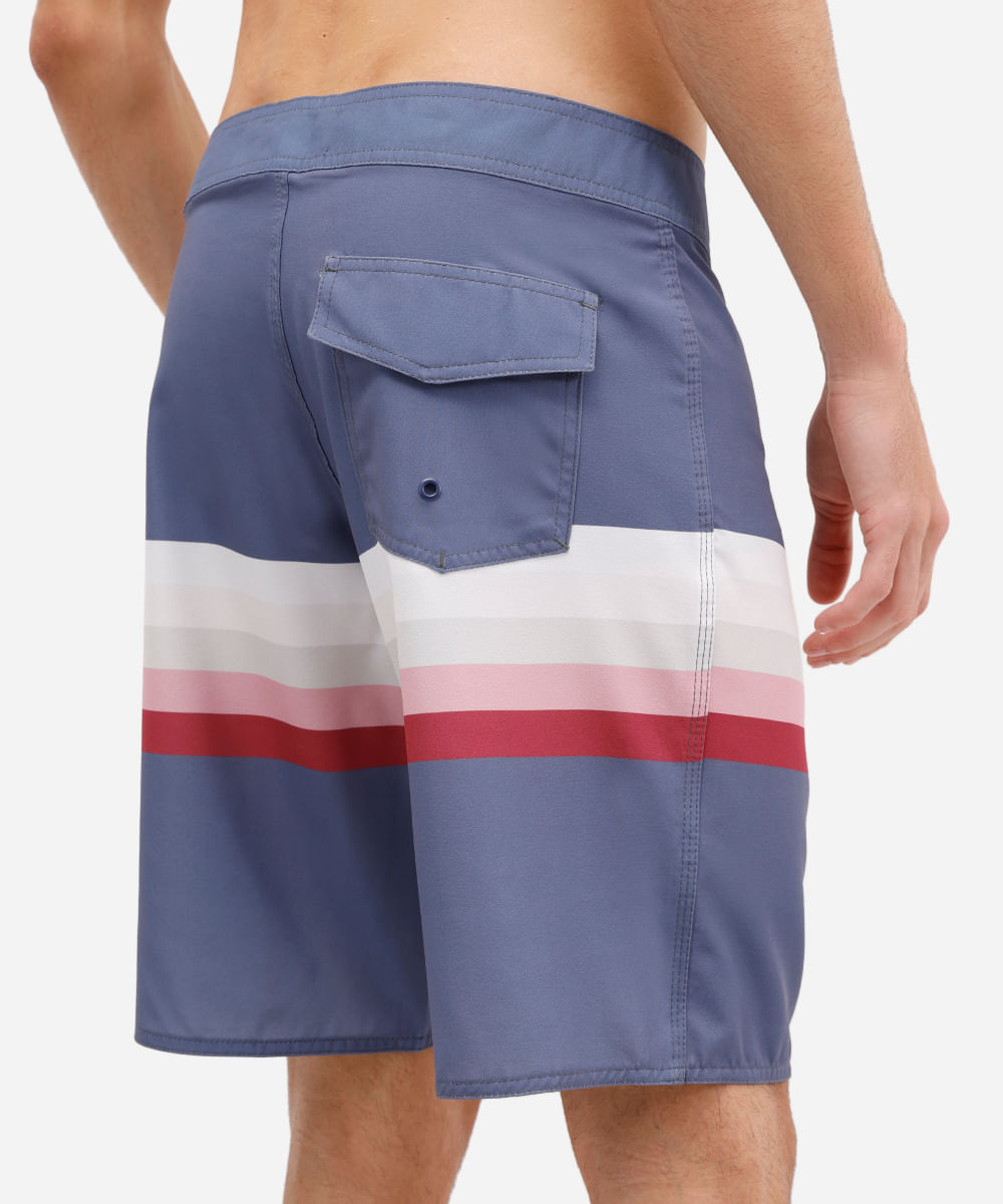 short boardshort masculino listrado azul