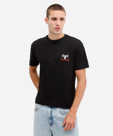 camiseta masculina de algodão venom preta