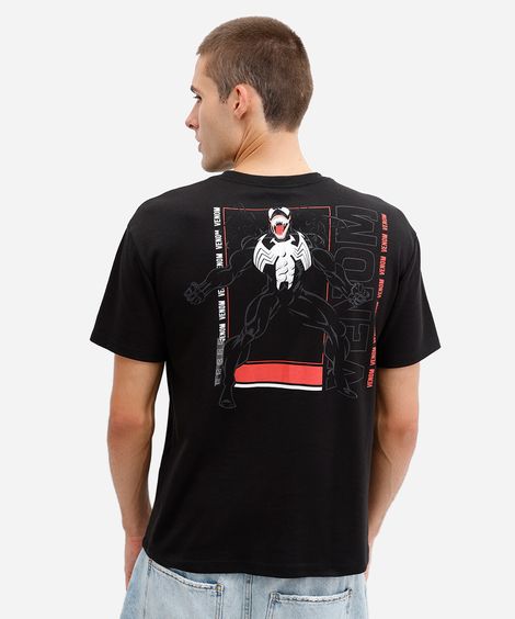 camiseta masculina de algodão venom preta