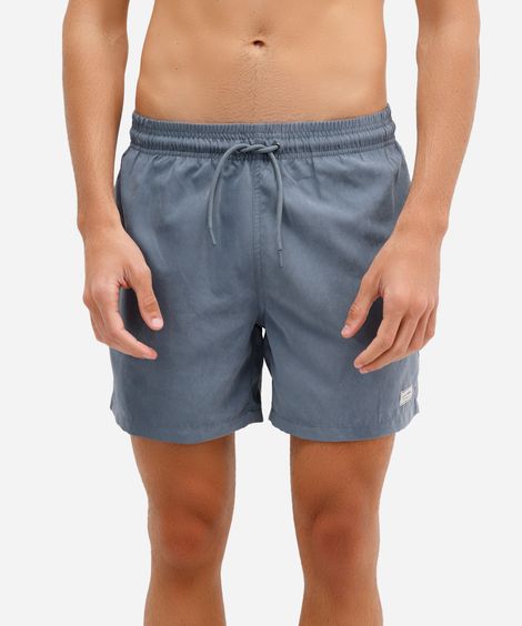 bermuda masculina em suede com bolsos elástico e cordão cinza
