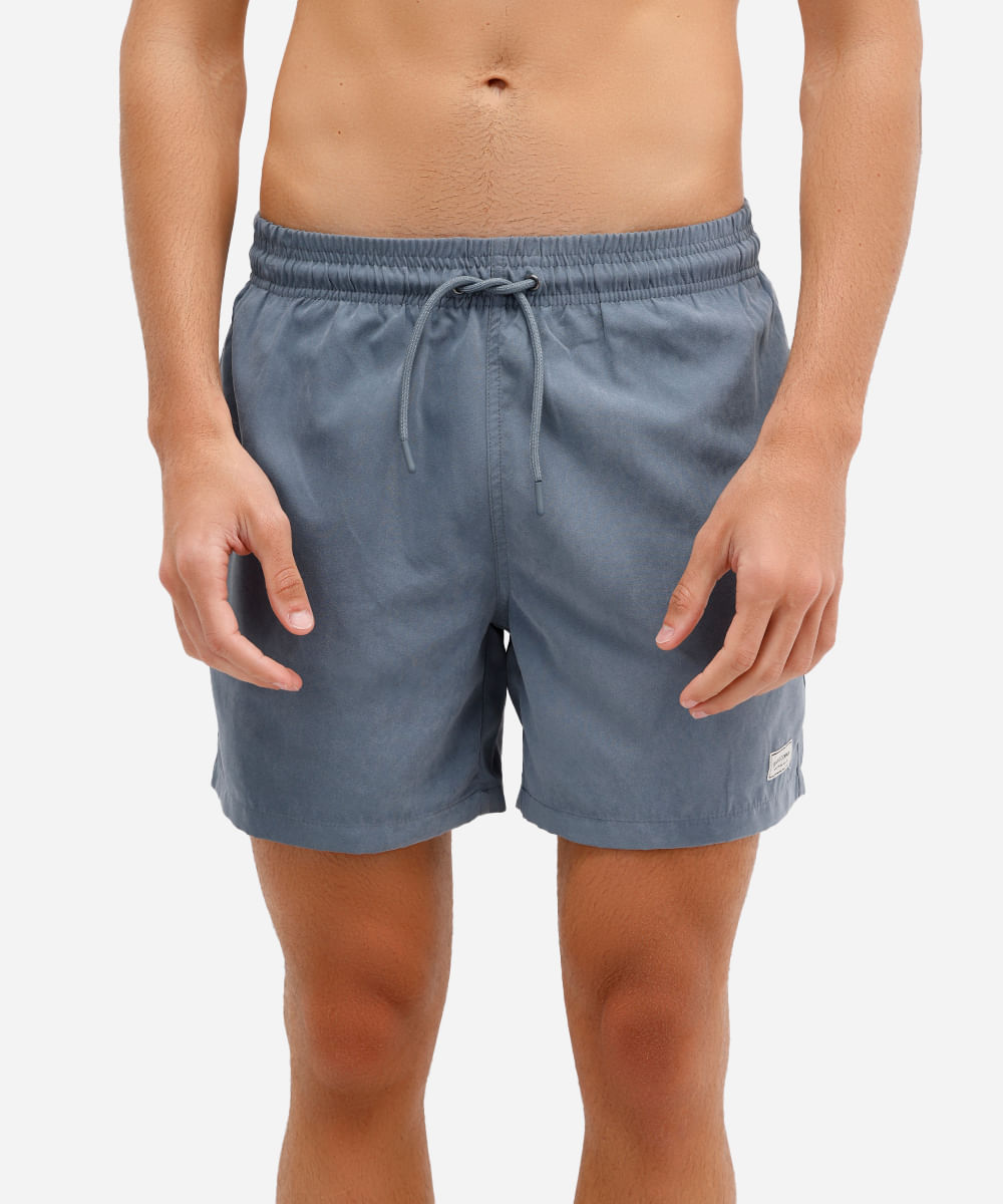 bermuda masculina em suede com bolsos elástico e cordão cinza