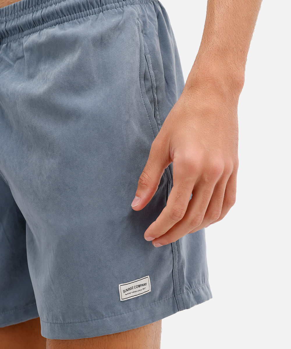 bermuda masculina em suede com bolsos elástico e cordão cinza