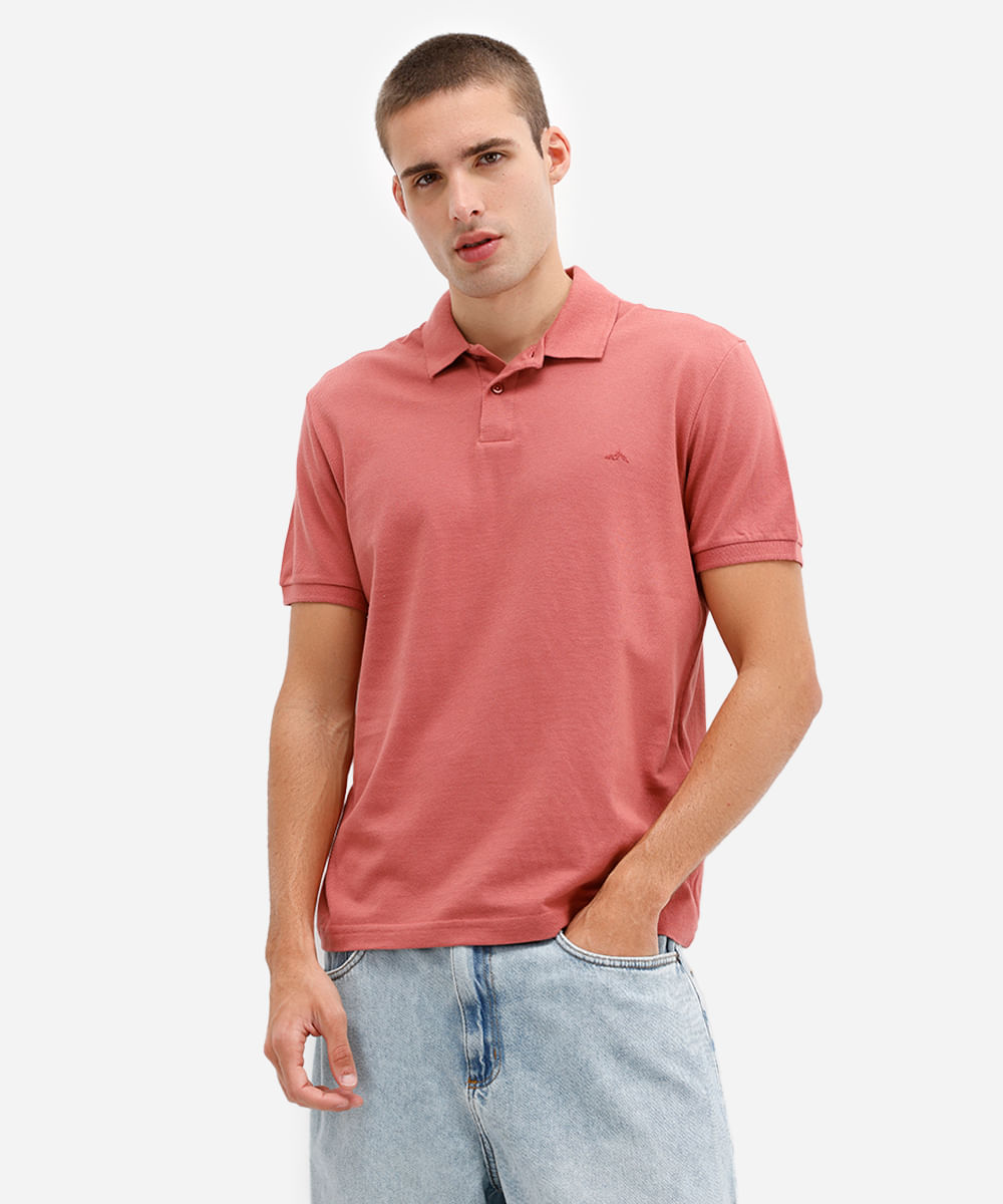 polo básica masculina manga curta laranja