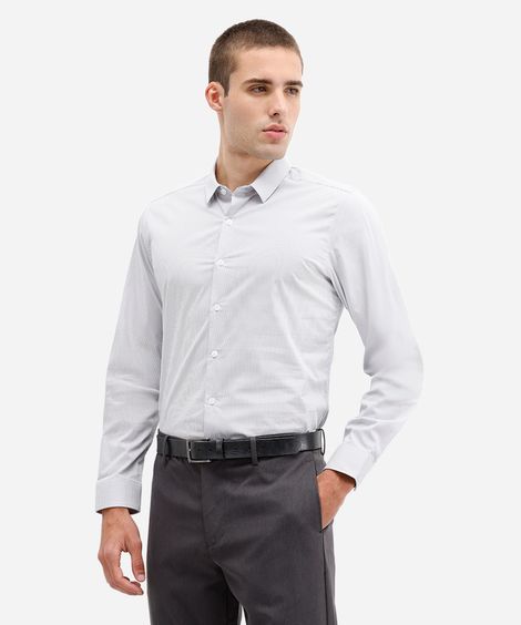 camisa masculina manga longa listrada  azul