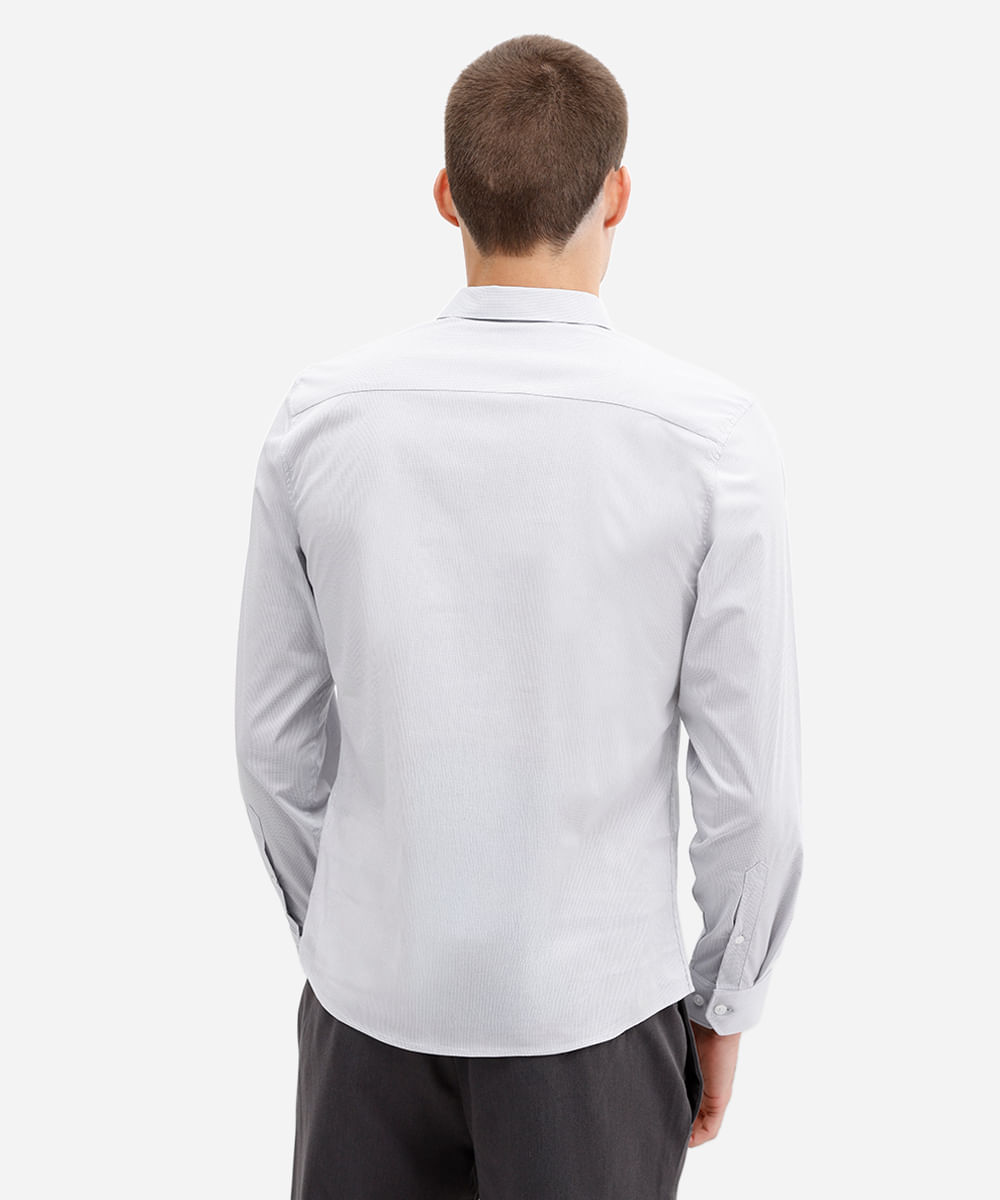 camisa masculina manga longa listrada  azul