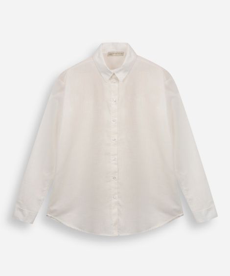 camisa de algodão juvenil manga longa off white