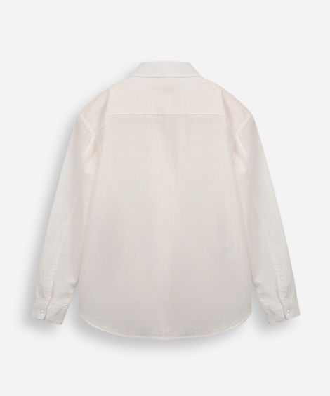 camisa de algodão juvenil manga longa off white