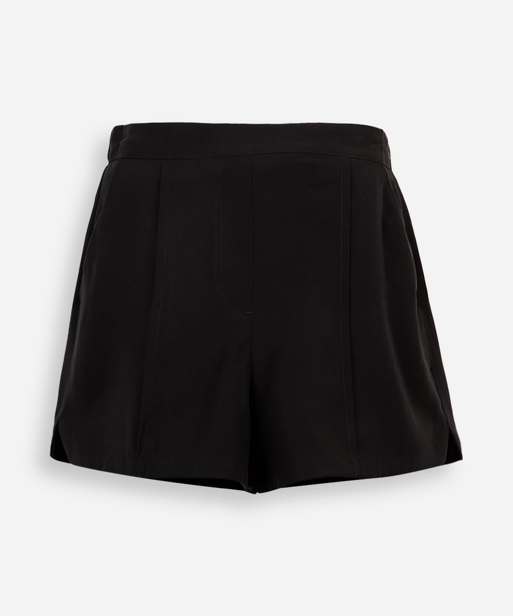 short de alfaiataria juvenil com nervura - preto