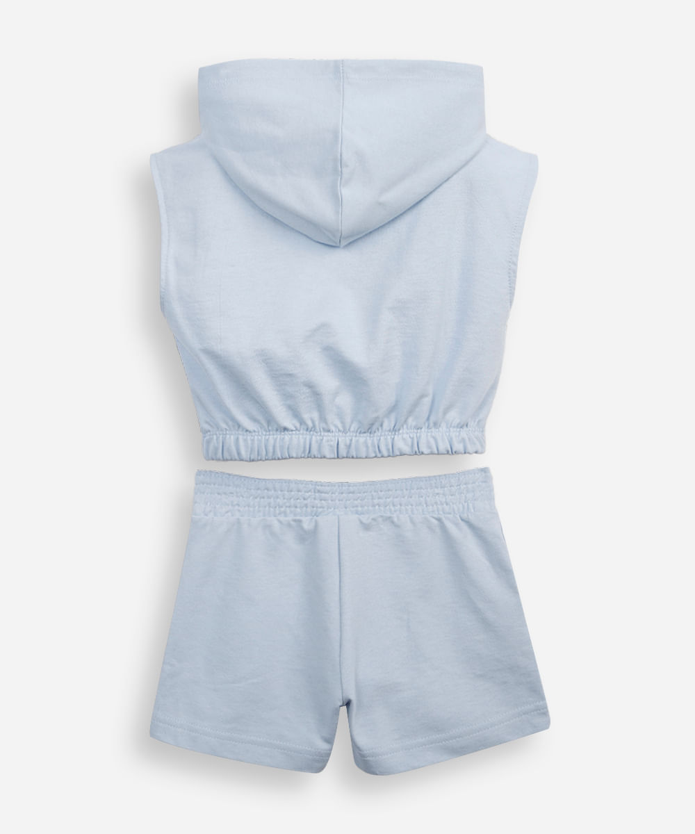 conjunto curto infantil com capuz cinnamoroll azul