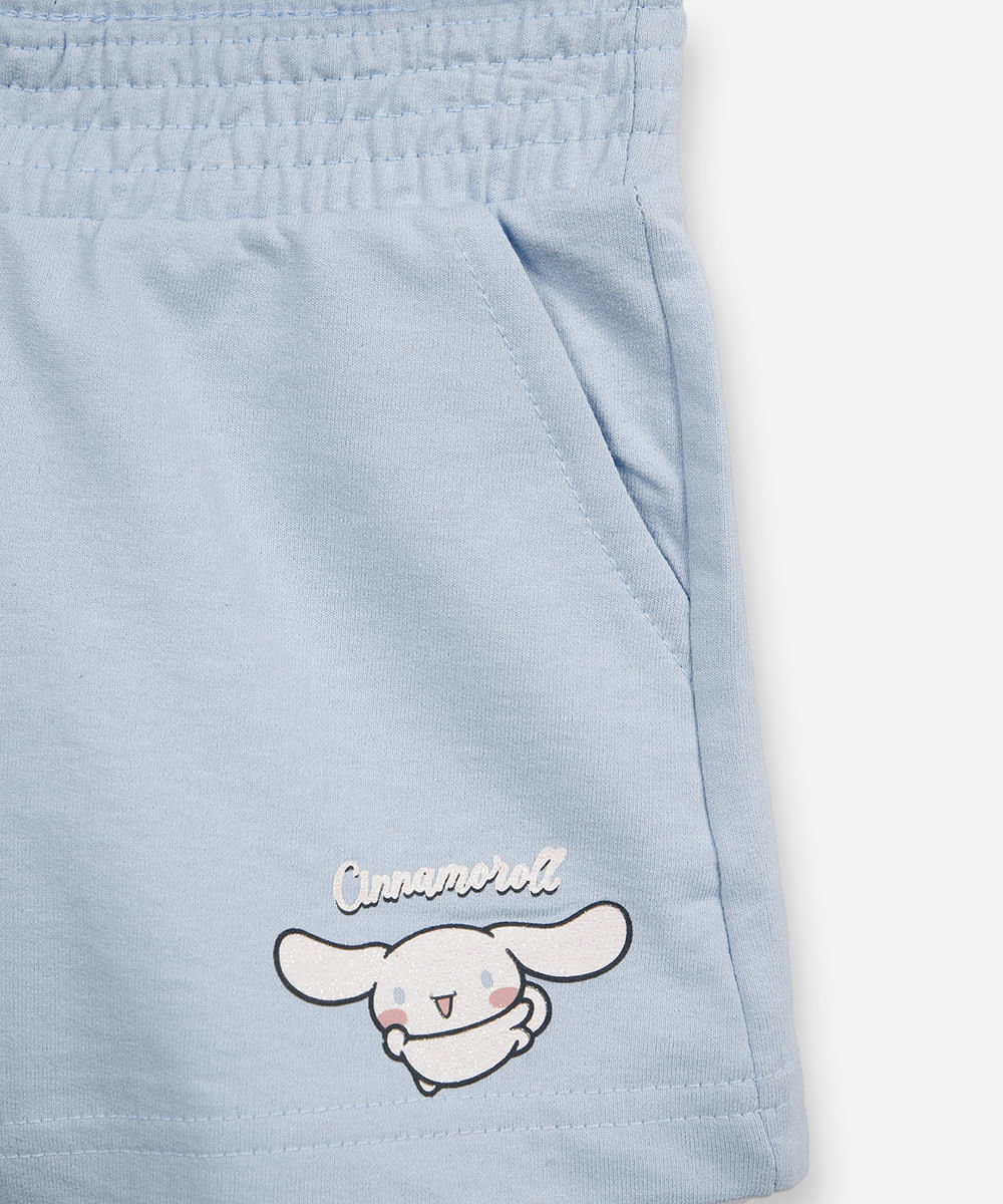 conjunto curto infantil com capuz cinnamoroll azul