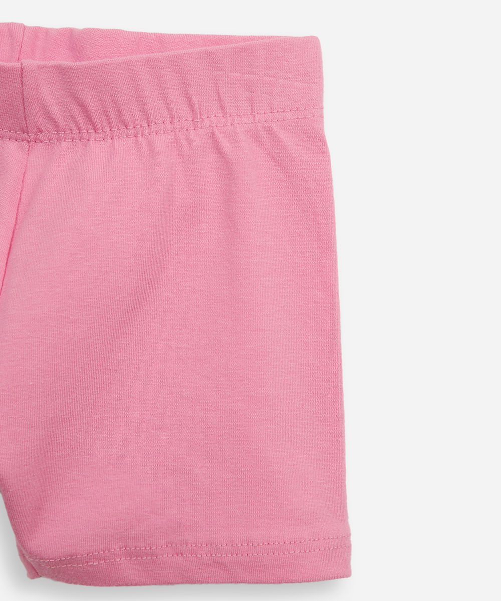 conjunto curto infantil de algodão margarida rosa
