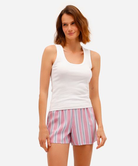 short de pijama feminino avulso em viscose listrado rosa