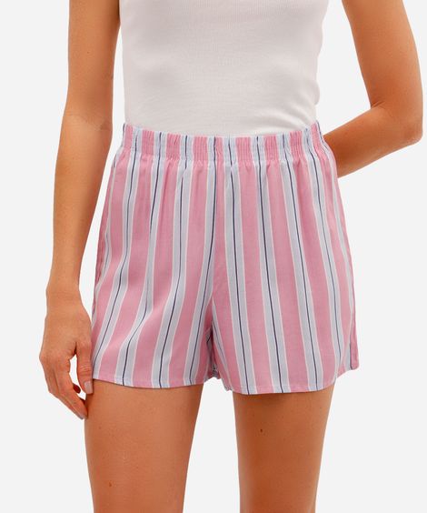 short de pijama feminino avulso em viscose listrado rosa