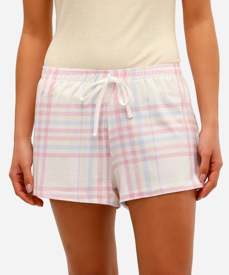 short pijama feminino avulso xadrez rosa