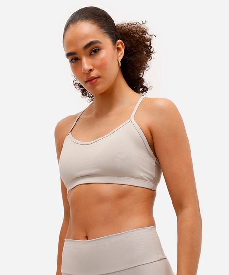 top alça fina bojo removível esportivo ace bege