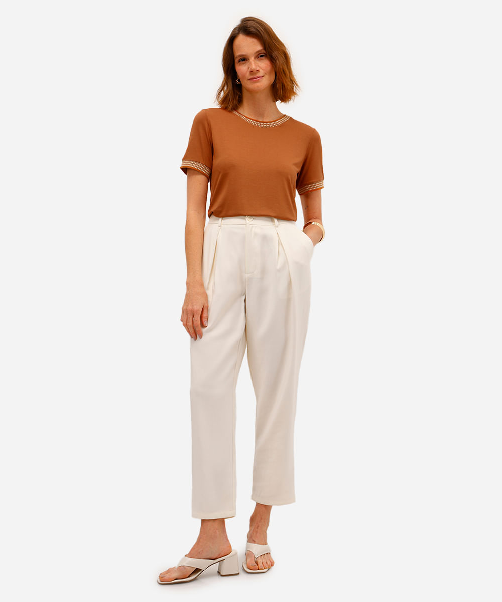 blusa feminina de viscose manga curta marrom