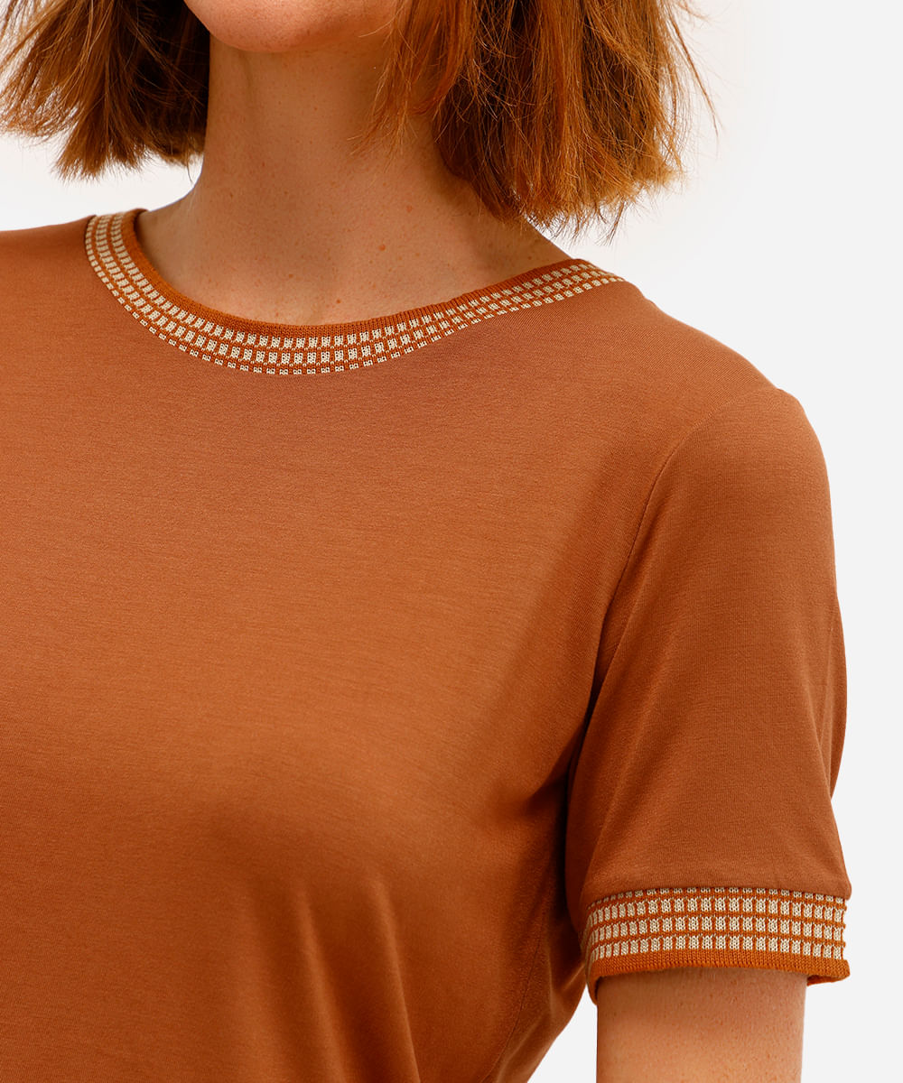 blusa feminina de viscose manga curta marrom