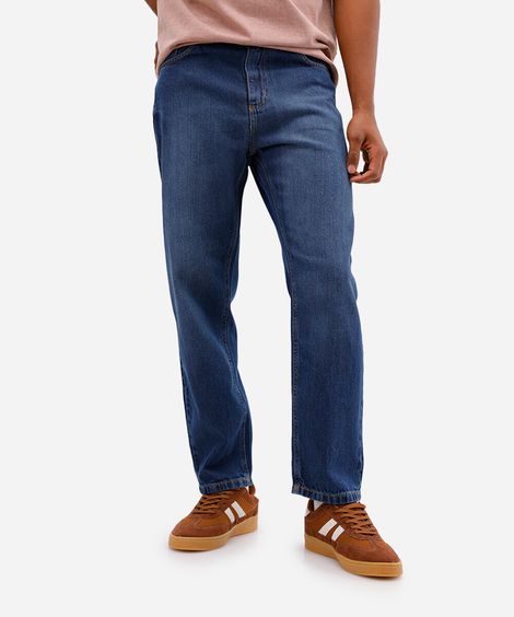 calça reta masculina jeans azul