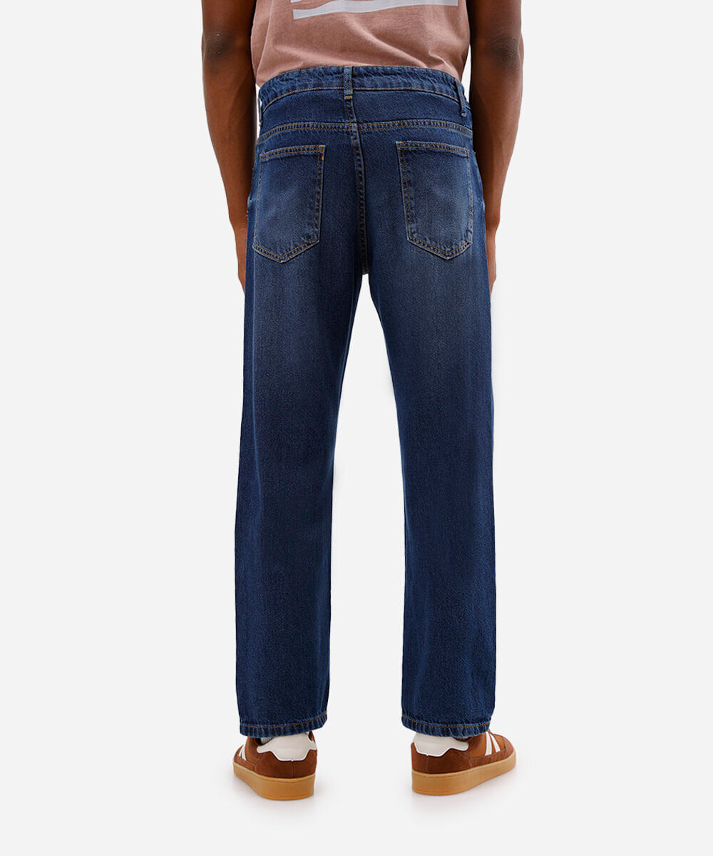 calça reta masculina jeans azul