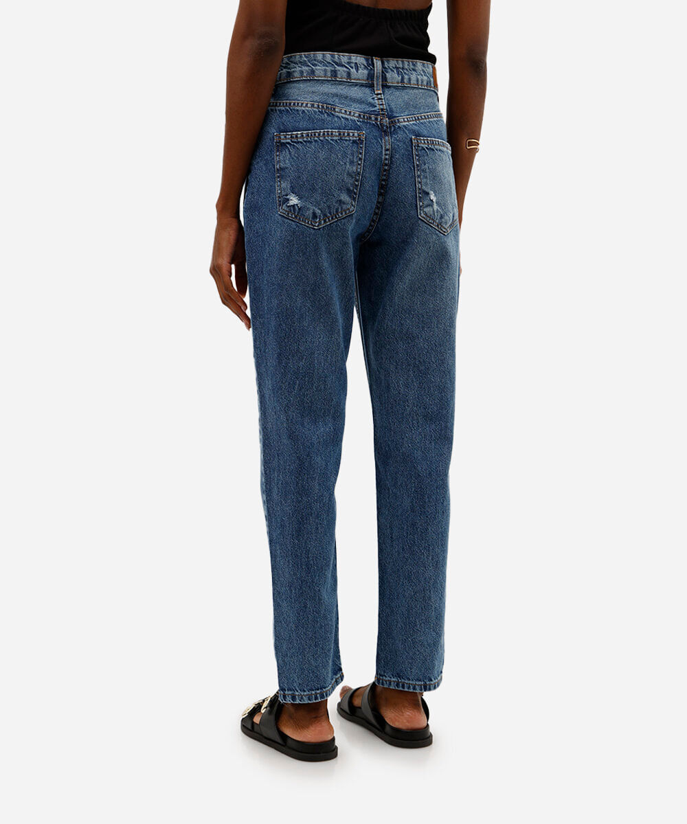 calça jeans mom cintura super alta azul