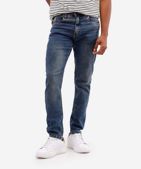 calça slim comfort jeans azul