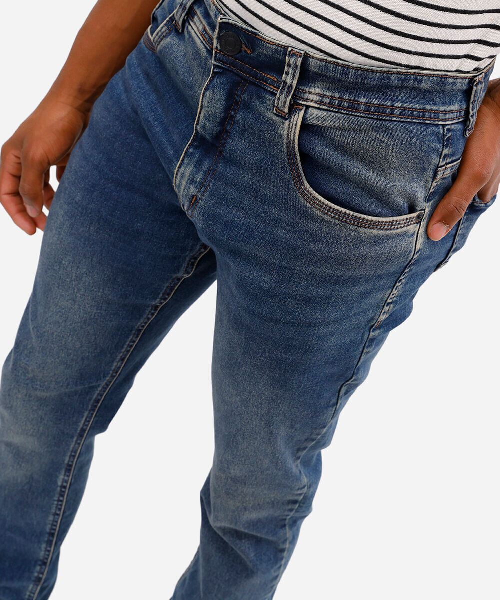 calça slim comfort jeans azul