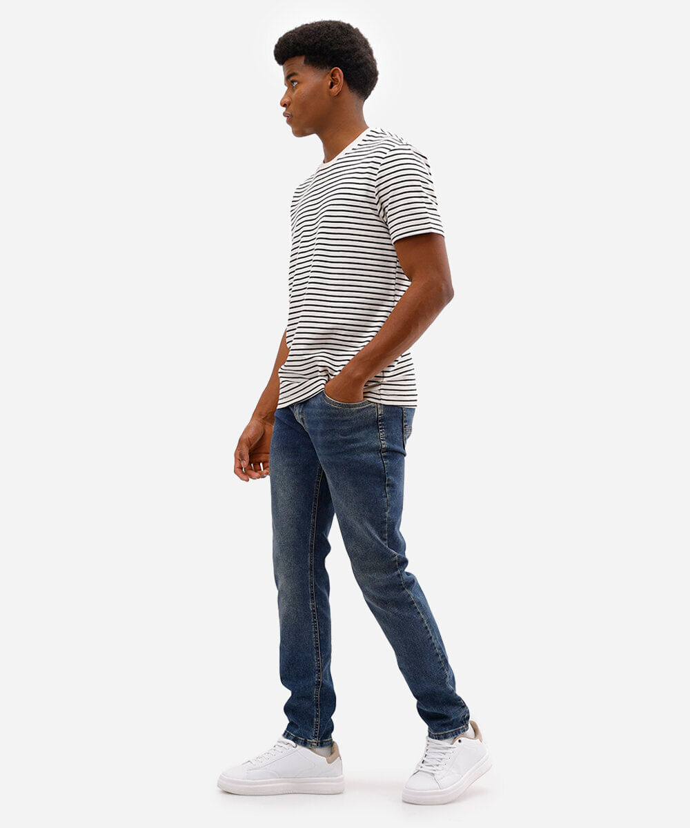 calça slim comfort jeans azul