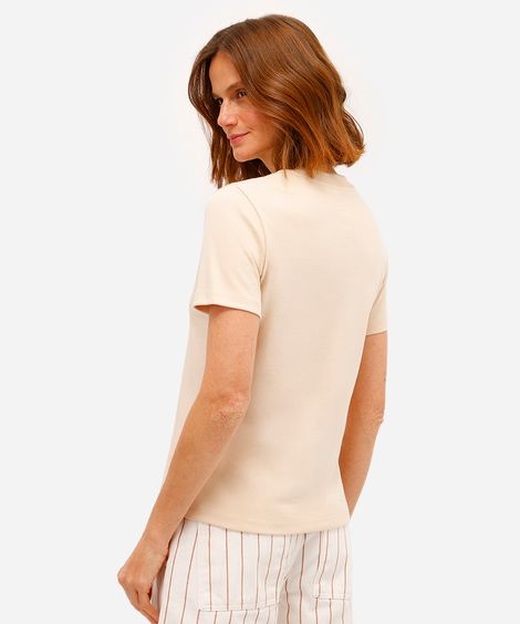 camiseta classic feminina de algodão peruano interlock bege