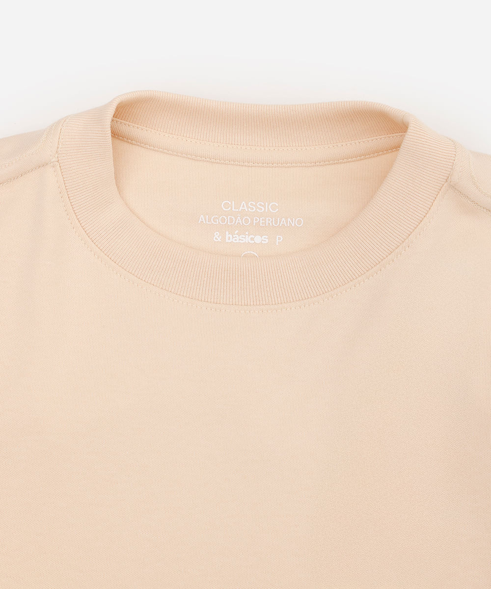 camiseta classic feminina de algodão peruano interlock bege