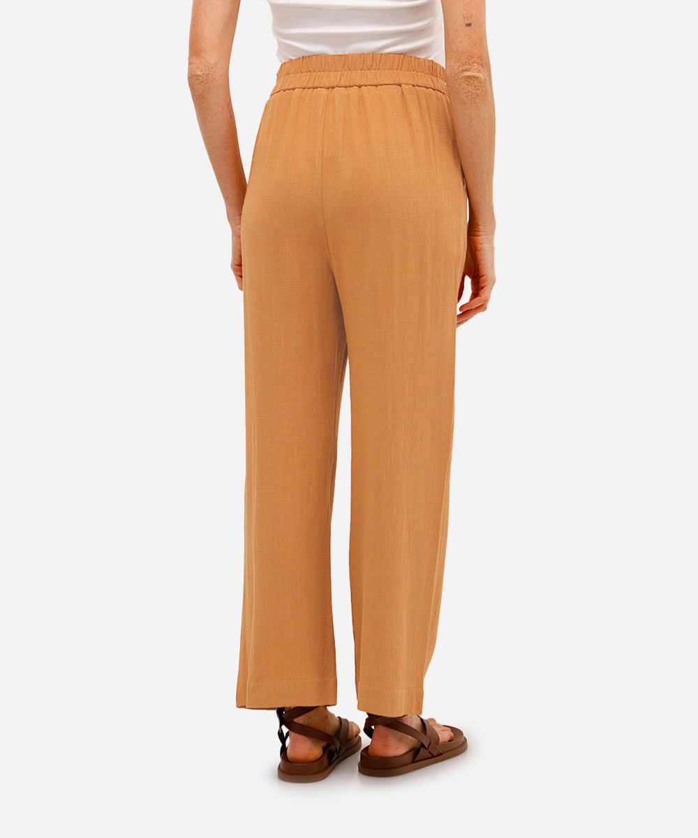 calça clochard  feminina com linho marrom