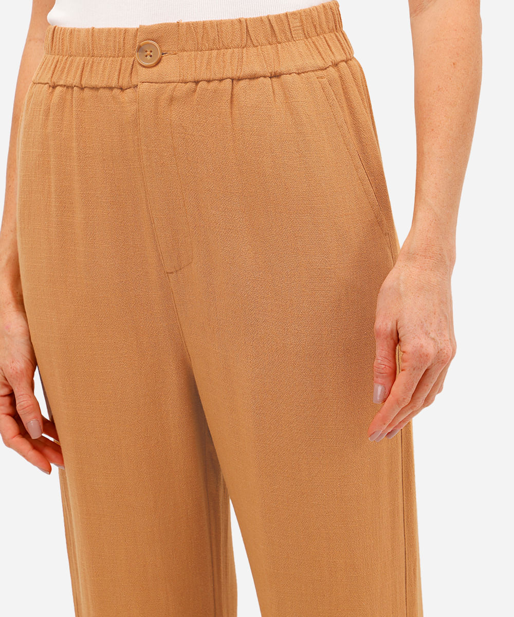 calça clochard  feminina com linho marrom