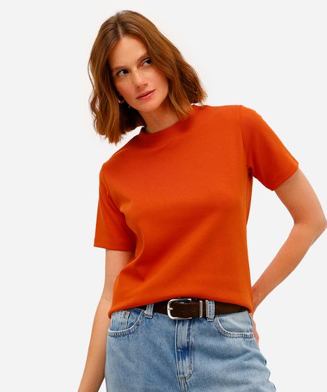 camiseta classic feminina de algodão peruano interlock laranja